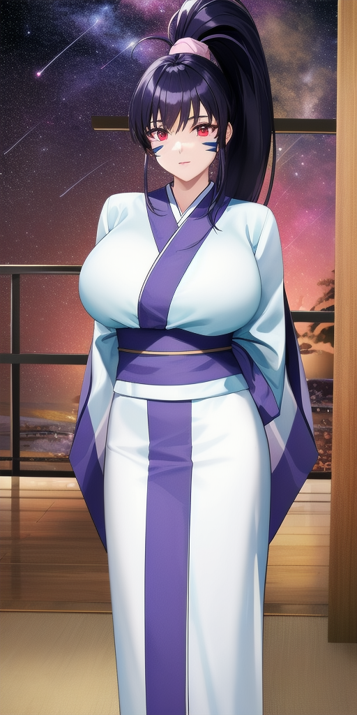 11928-1650192776-_lora_AchikaV5_0.7_ masaki_achika_high_ponytail, huge_breasts, standing, solo, arms_behind_back, starry_sky, facial_mark_red_eye.png
